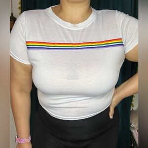 Rainbow stripe crop top
